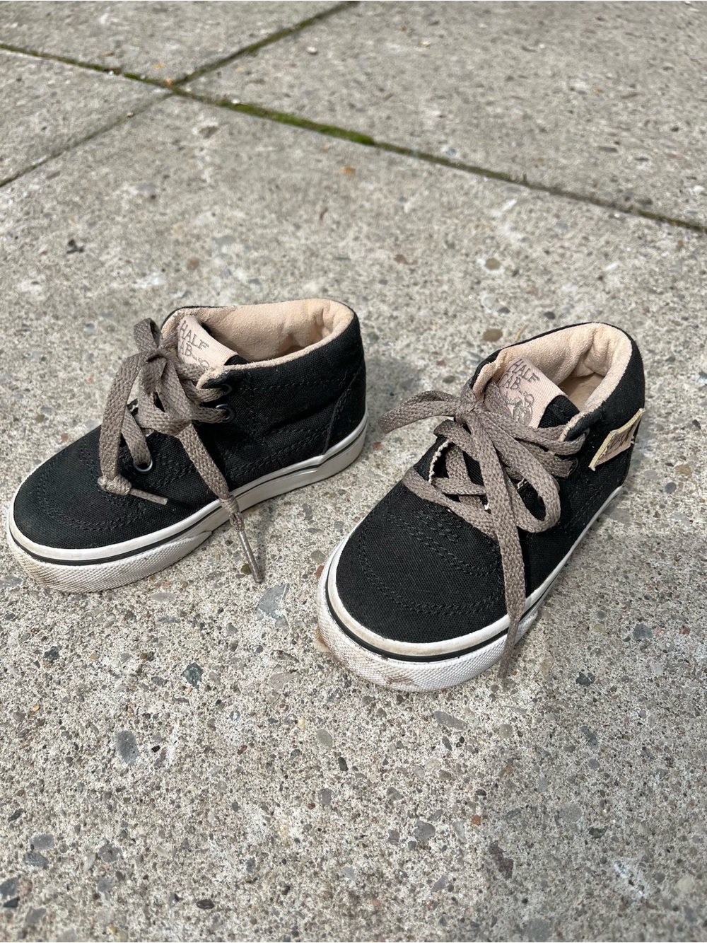 Vans Half Cab Iconic Toddler Black Canvas High-Top Sneakers Size 5